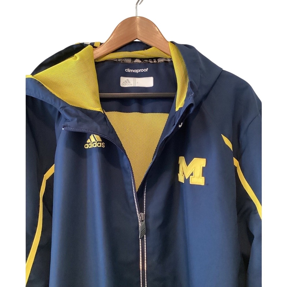 Michigan ClimaProof Full Zip Hooded Jacket Mens‎ XL Navy Blue Adidas